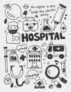 Hospital elements doodles hand drawn line icon,eps10