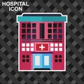 Hospital flat icon clinic color icons in trendy vector image. hospital building flat icon long shadow. Royalty Free Stock Photo