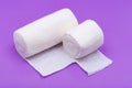 Hospital Grade Sterile Rolled Gauze on purple Royalty Free Stock Photo