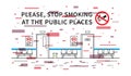 Hospital hall no smoking vector illustration with elements Royalty Free Stock Photo