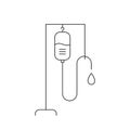 IV stand with saline or glucose solution. Drip bag line icon on white background. Medical equipment sign. Royalty Free Stock Photo