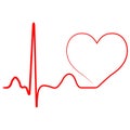 Hospital heart logo with pulse, heart beat icon