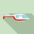 Hospital helicopter icon, flat style