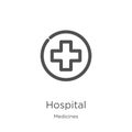 hospital icon vector from medicines collection. Thin line hospital outline icon vector illustration. Outline, thin line hospital