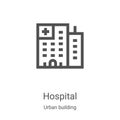 hospital icon vector from urban building collection. Thin line hospital outline icon vector illustration. Linear symbol for use on