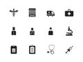 Hospital icons on white background.