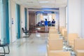Hospital indoor hallway and waiting seats Royalty Free Stock Photo
