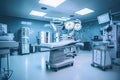 Hospital interior with operating surgery table, lamps and ultra modern devices Royalty Free Stock Photo