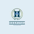 Hospital letter H house stethoscope medical logo template design for brand or company and other