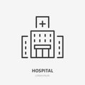 Hospital line icon, vector pictogram of medical clinic. Drug store illustration, sign for building exterior