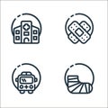 hospital line icons. linear set. quality vector line set such as broken leg, ambulance, plaster Royalty Free Stock Photo