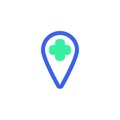 Hospital location icon vector