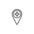 Hospital location line icon