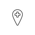 Hospital location placeholder line icon