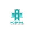 Hospital logo, creative cross health and building vector