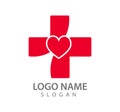 Hospital logo red vector icon, Doctor, graphic with heart shape Royalty Free Stock Photo