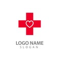 Hospital logo red vector icon, Doctor, graphic with cute heart Royalty Free Stock Photo