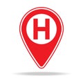 hospital map pin icon. Element of warning navigation pin icon for mobile concept and web apps. Detailed hospital map pin icon can Royalty Free Stock Photo