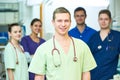 Hospital medic staff. young surgeon doctors team at operation room Royalty Free Stock Photo