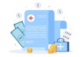 Hospital Medical Billing Service with Health Insurance Form for Hospitalization or Treatment on Cartoon Background Illustration