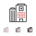 Hospital, Medical, Building, Care Bold and thin black line icon set