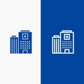 Hospital, Medical, Building, Care Line and Glyph Solid icon Blue banner Line and Glyph Solid icon Blue banner