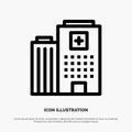 Hospital, Medical, Building, Care Line Icon Vector