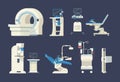 Hospital medical diagnostic equipment. Medical devices, health system, monitoring. Tomograph, scanner, x-ray, dentist chair
