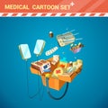 Hospital Equipment Cartoon Set
