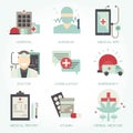 Hospital and medical flat icon set Royalty Free Stock Photo