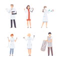 Hospital medical staff characters set. Otolaryngologist, radiologist, laboratory, assistant cartoon vector illustration