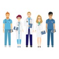 Hospital medical staff team doctors nurses surgeon vector flat illustration Royalty Free Stock Photo