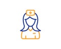 Hospital nurse line icon. Medical help assistant sign. Vector