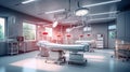 Hospital operating room with monitors and equipment,Interior of a surgery room in a hospital,AI generated Royalty Free Stock Photo