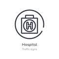 hospital outline icon. isolated line vector illustration from traffic signs collection. editable thin stroke hospital icon on Royalty Free Stock Photo