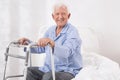 Hospital patient with a walking frame Royalty Free Stock Photo