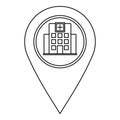 Hospital pin pointer icon, outline style Royalty Free Stock Photo