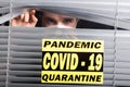 Hospital quarantine or isolation of patient standing alone in room with hopeful for treatment of Coronavirus COVID-19