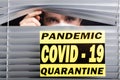 Hospital quarantine or isolation of patient standing alone in room with hopeful for treatment of Coronavirus COVID-19