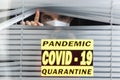 Hospital quarantine or isolation of patient standing alone in room with hopeful for treatment of Coronavirus COVID-19