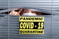 Hospital quarantine or isolation of patient standing alone in room with hopeful for treatment of Coronavirus COVID-19
