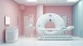 Hospital radiology room with 3d rendering mri scanner and x-ray machine, ai generated Royalty Free Stock Photo