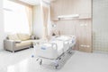 Hospital room with beds and comfortable medical equipped in a mo Royalty Free Stock Photo