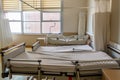 Hospital room empty patient beds