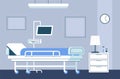 Hospital room interior. Modern intensive therapy ward with bed on wheels and medical equipment emergency clinic with Royalty Free Stock Photo