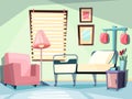 Hospital room. Medical empty interior with couch chair ambulatory bed vector illustrations