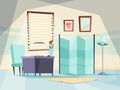 Hospital room. Medical hospitalization interior indoor vector healthcare picture