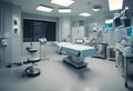 a hospital room is shown with several beds and monitors on tables Royalty Free Stock Photo