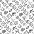 Hospital seamless pattern with thin line icons for doctor`s notation: neurologist, gastroenterologist, manual therapy,