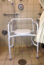Hospital shower stall with bedside commode